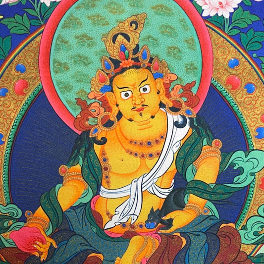 Thangka Dzambhala jaune, gros plan du motif – Himalaya Vibes