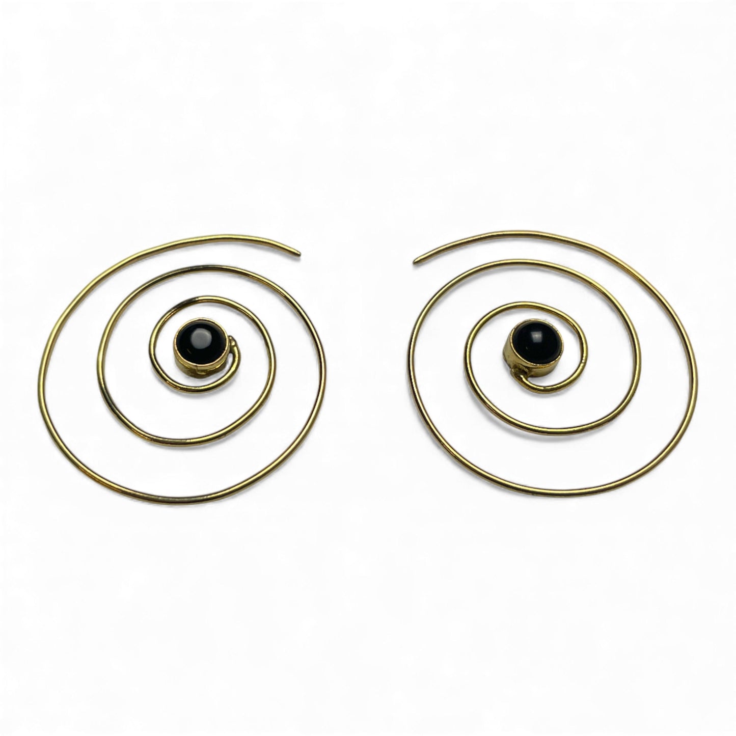 Spiral Ohrringe mit Naturstein, 40 mm