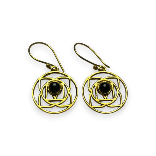 Wurzel Chakra Ohrringe Silber & Goldfarben mit Natursteinen