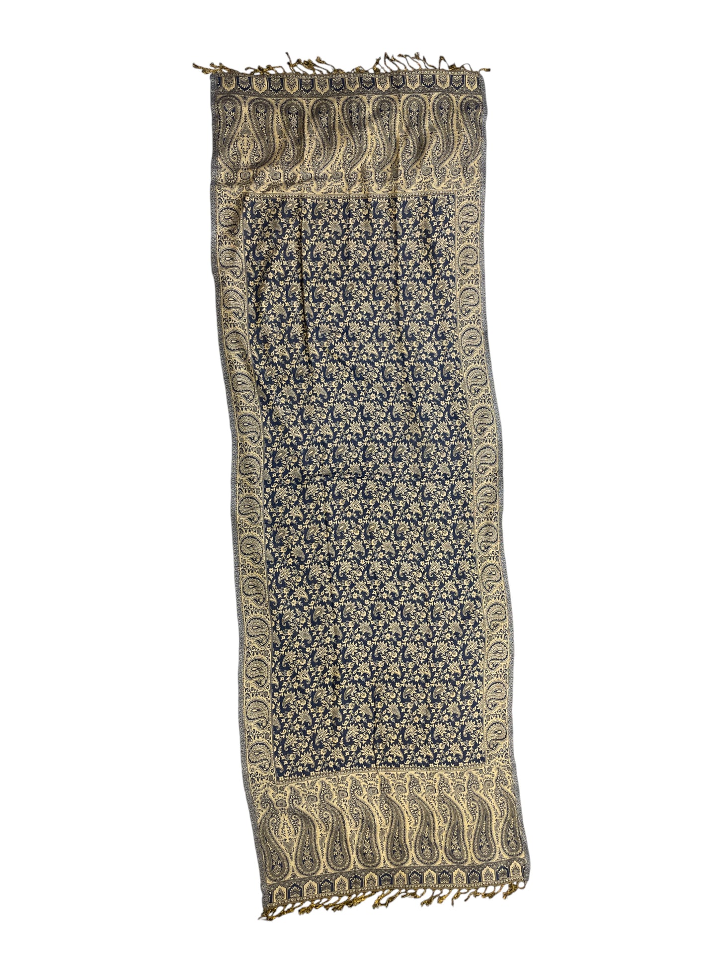 Indischer Paisley Muster Schal Blau & Beige