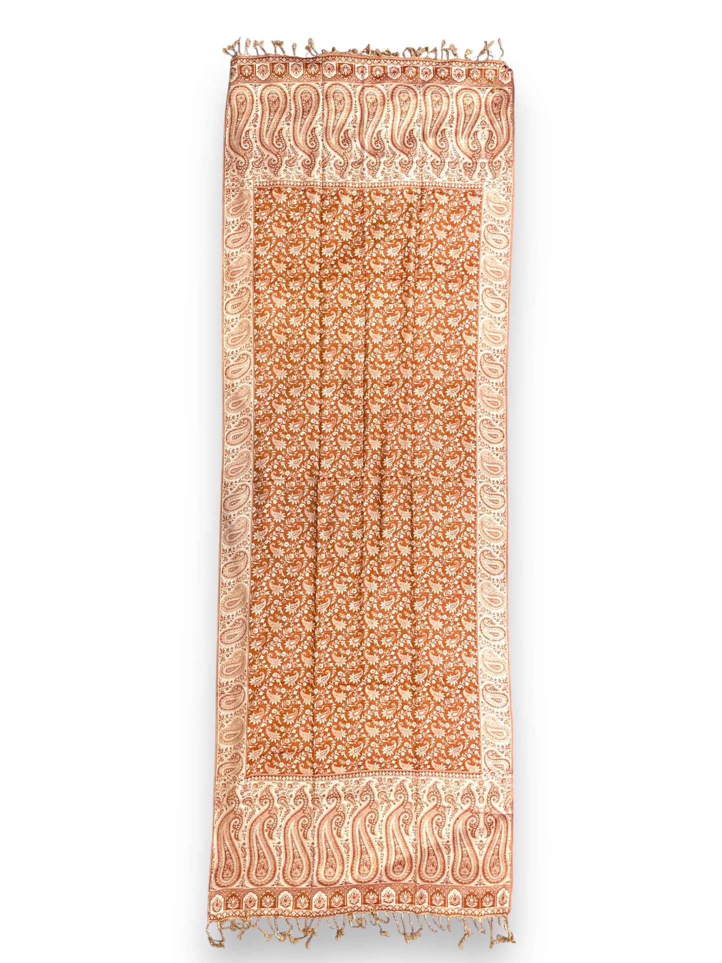 Indischer Paisley Muster Schal Terrakotta & Gold