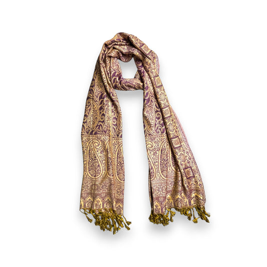 Indischer Paisley Muster Schal Burgund & Gold