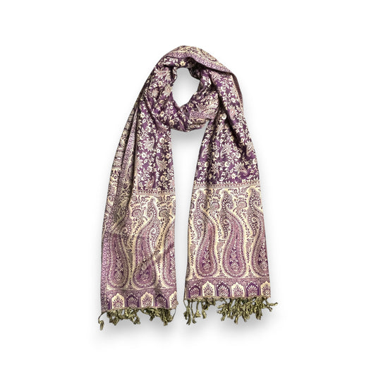 Indischer Paisley Muster Schal Violett & Beige