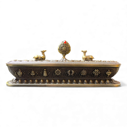 Tibetischer Räucherstäbchen-Halter Ansicht Symbole