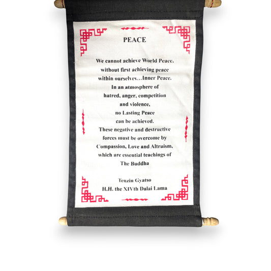 Wandbehang Frieden Tibetische Thangka-Schriftrolle Dalai Lama Zitat front