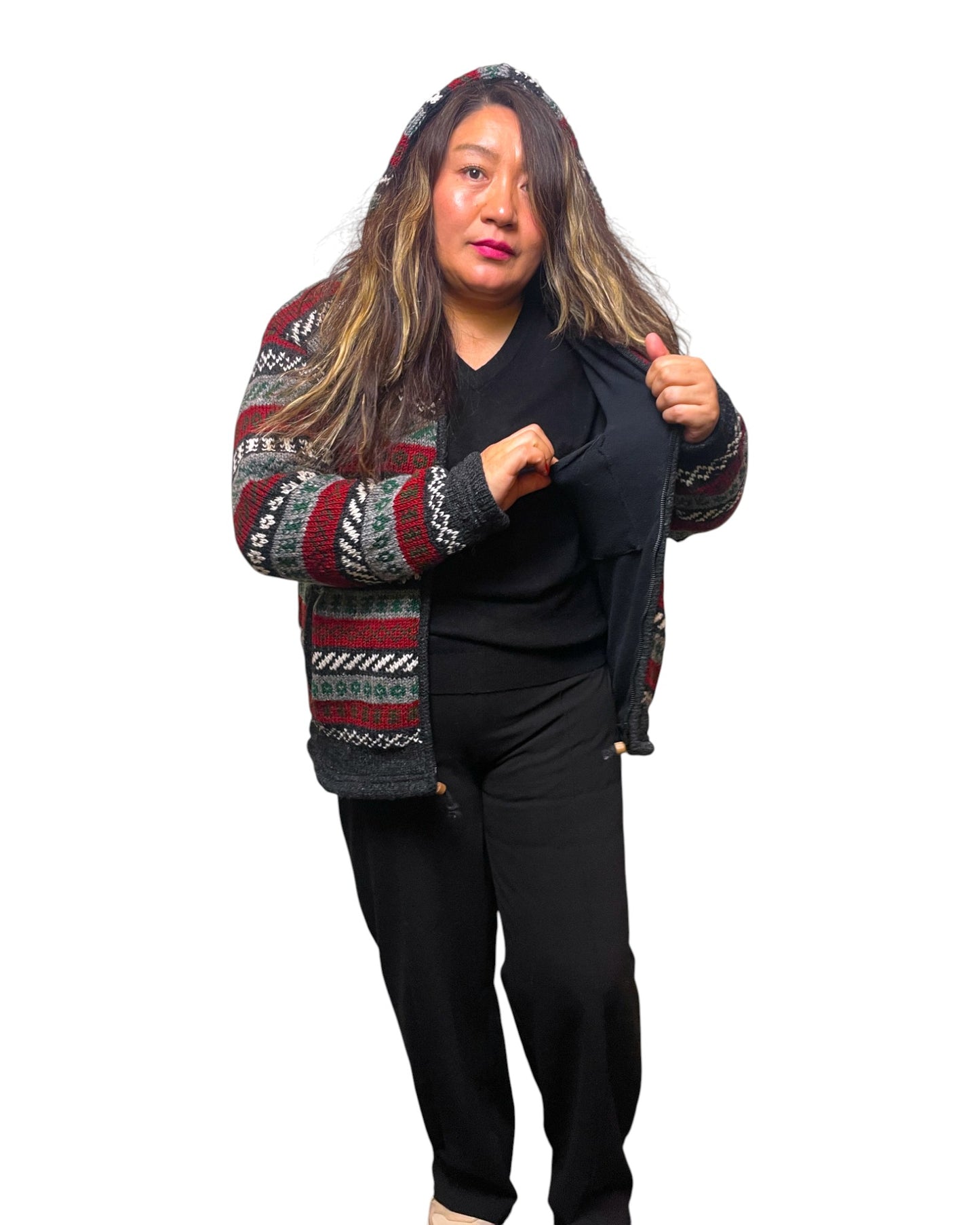 "Khopasi" Handgestrickte Wolljacke Nepal Tasche