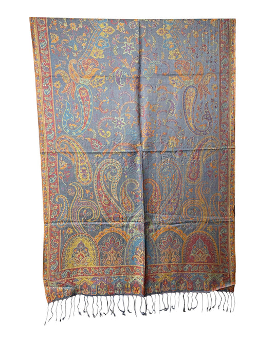 Muster Detail: Jacquard Paisley Muster blau silber