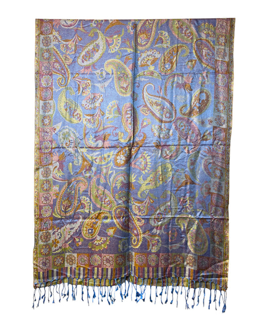 Muster Detail: Paisley Muster Detail Blau Gold Schal