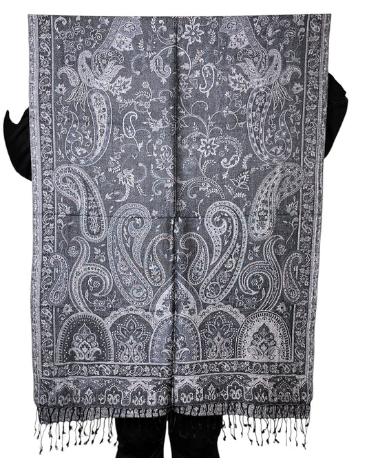 Muster Detail: Paisley Muster Detail Silber Grau Schwarz Schal