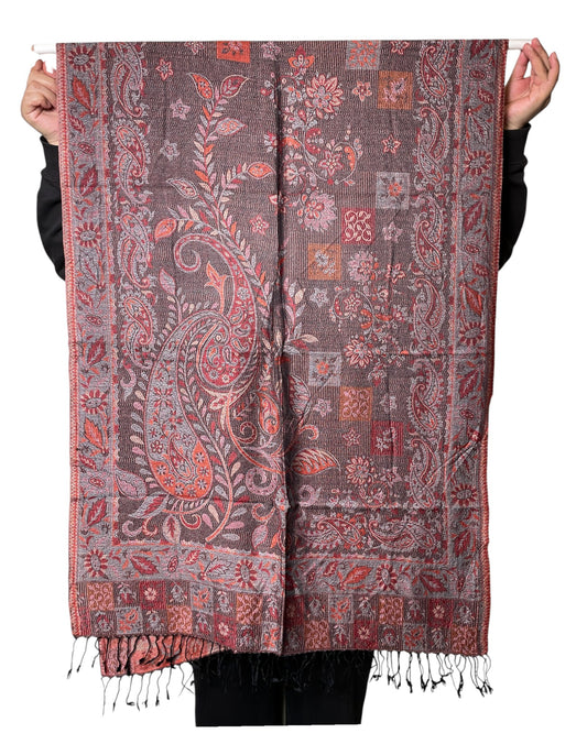 Muster Detail: Paisley Muster Jacquard Seidentuch rot
