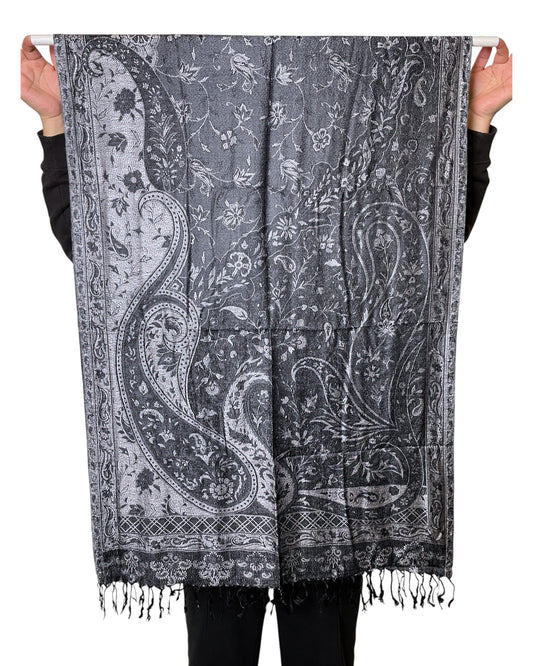 Muster Detail: Paisley Muster Jacquard Seidentuch schwarz