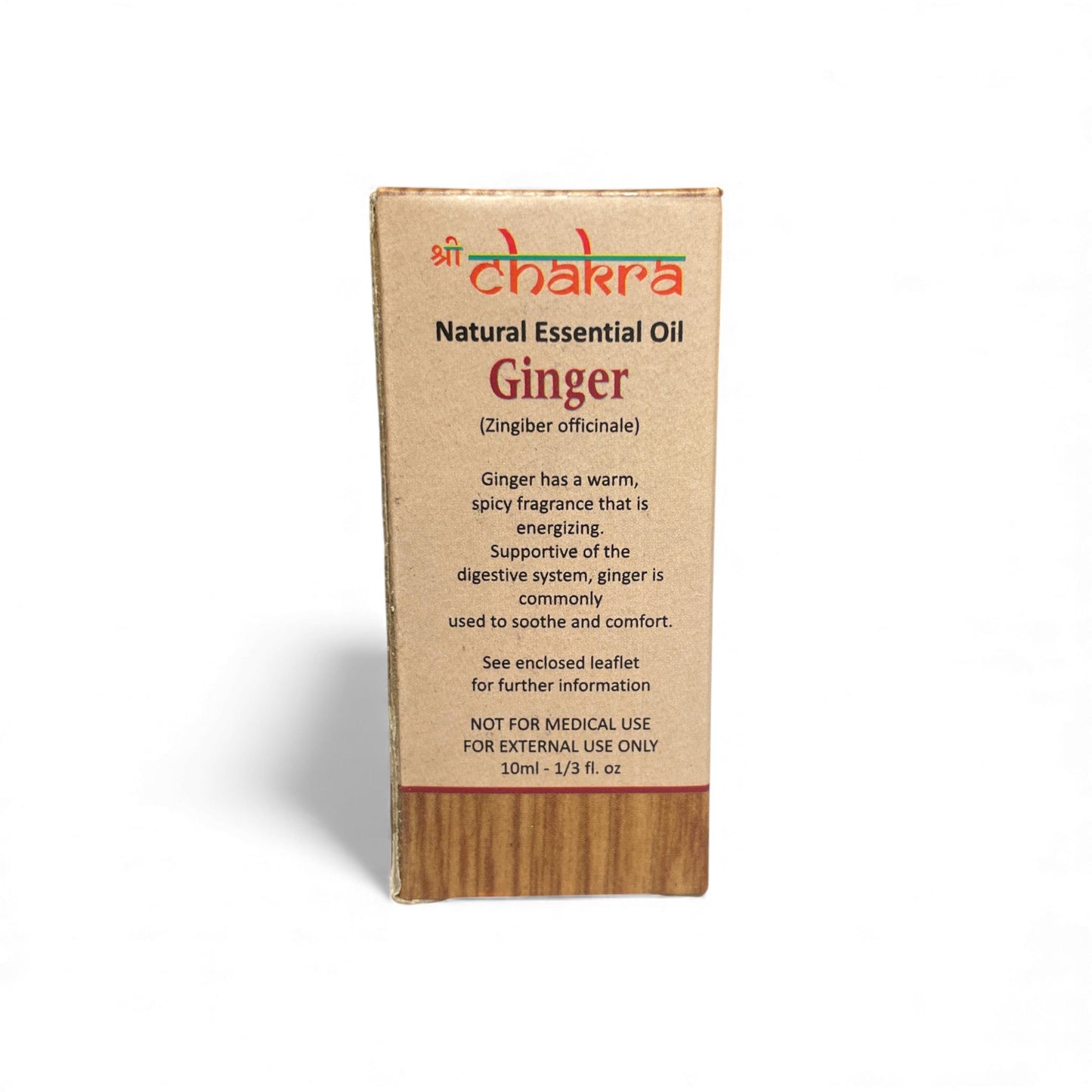 Rückseite der Verpackung von Ingwer – Chakra Natürliches ätherisches Öl 10 ml mit Anwendungshinweisen