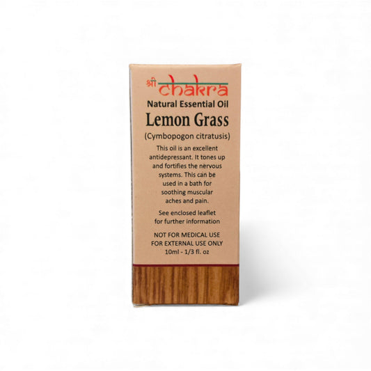 Rückseite der Verpackung von Lemon Grass – Chakra Natürliches ätherisches Öl 10 ml mit Anwendungshinweisen