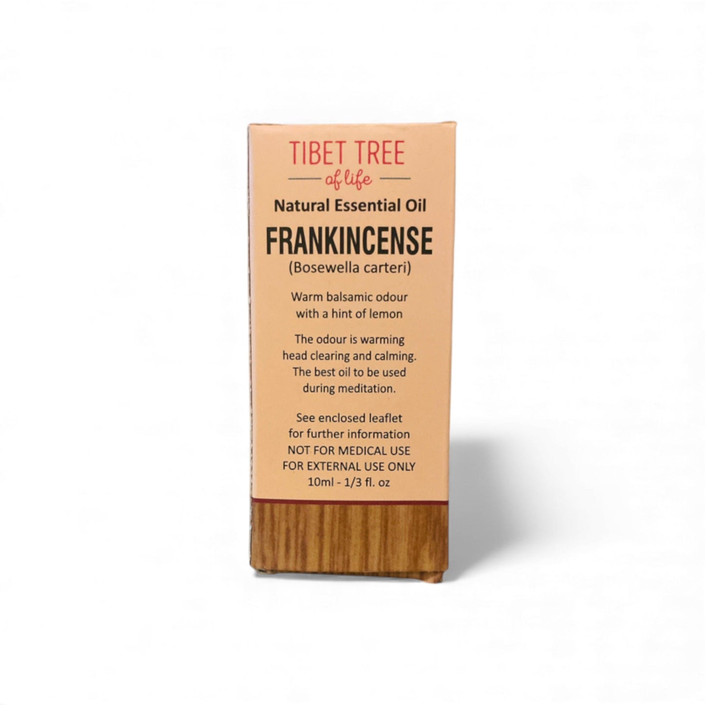Rückseite der Verpackung von Weihrauch – Chakra Natürliches ätherisches Öl 10 ml mit Anwendungshinweisen