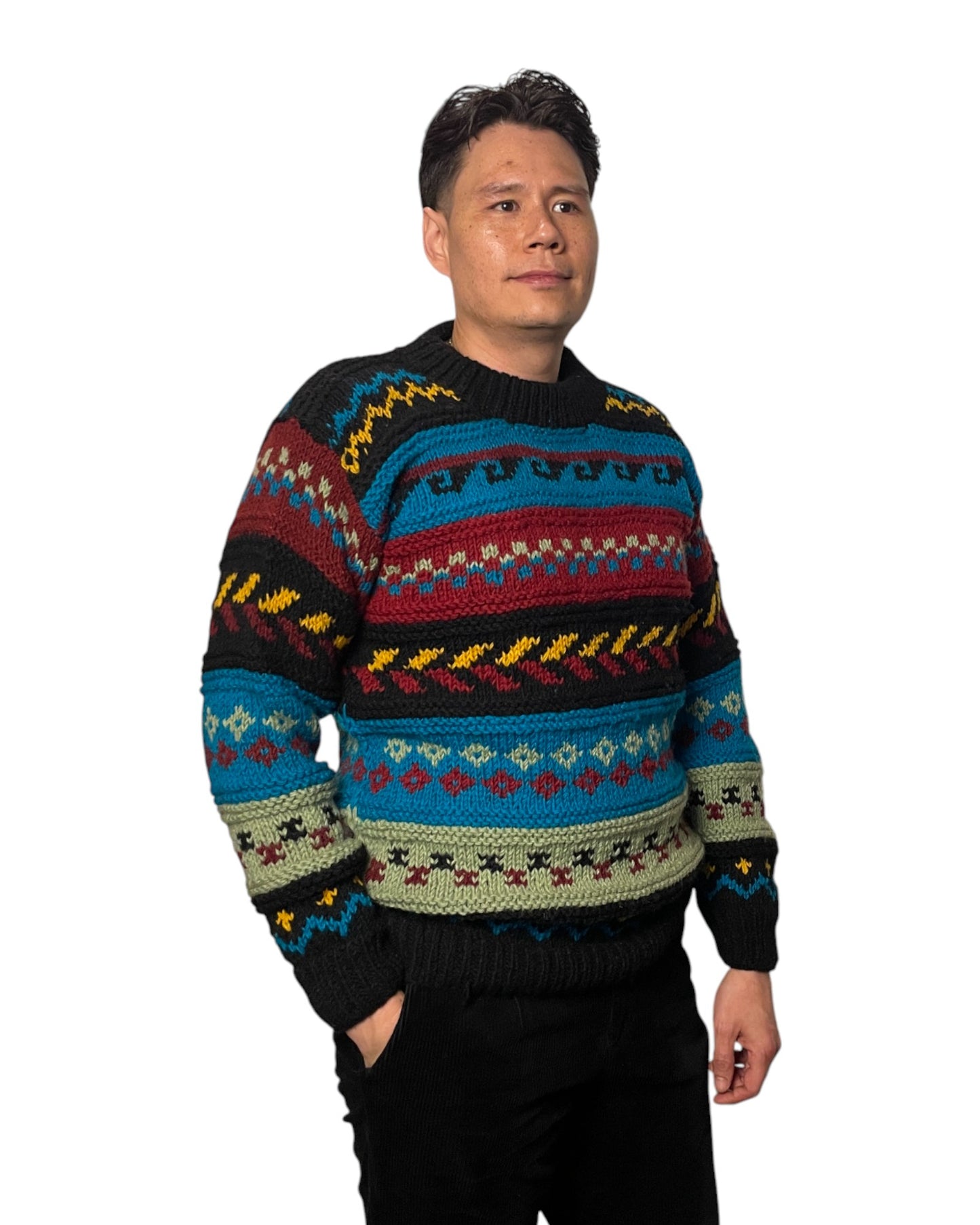 „Tamang Trails“ – Handgestrickter Nepal-Pullover Muster