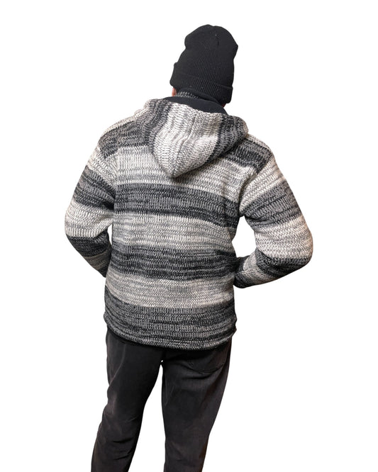 "Tanchok" Handgestrickte Wolljacke Nepal Hinten