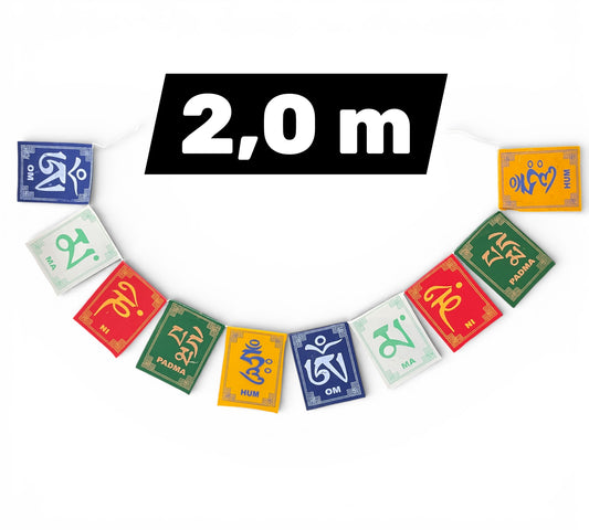 Tibetische Gebetsfahnen OM am Fenster für positive Energie 2,0 m