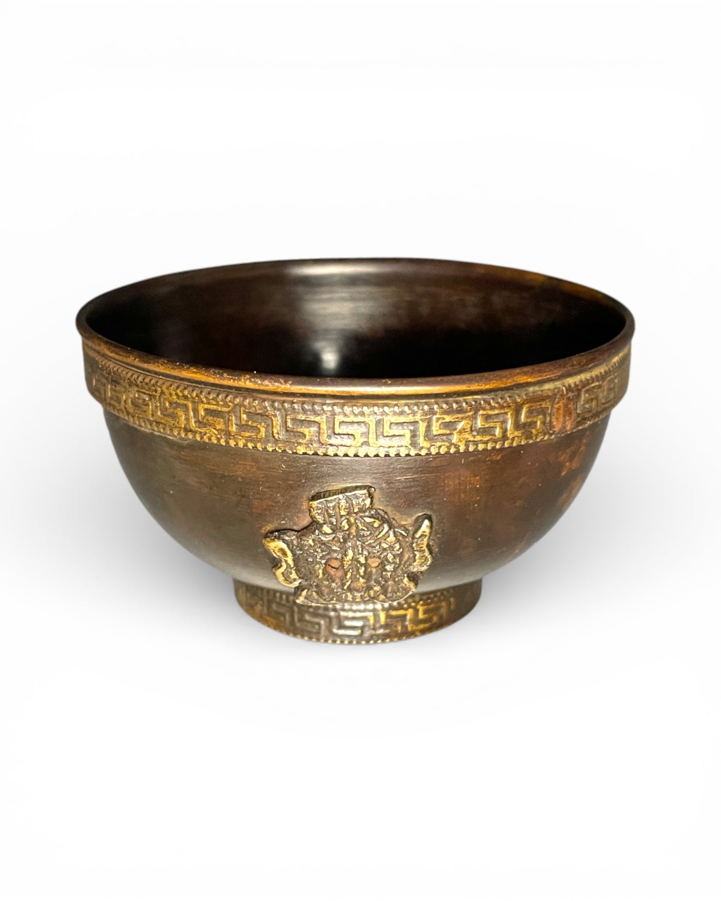 Tibetische Kupfer-Räucherschale – Ritualobjekt mit Glückssymbolen Mittel Fische