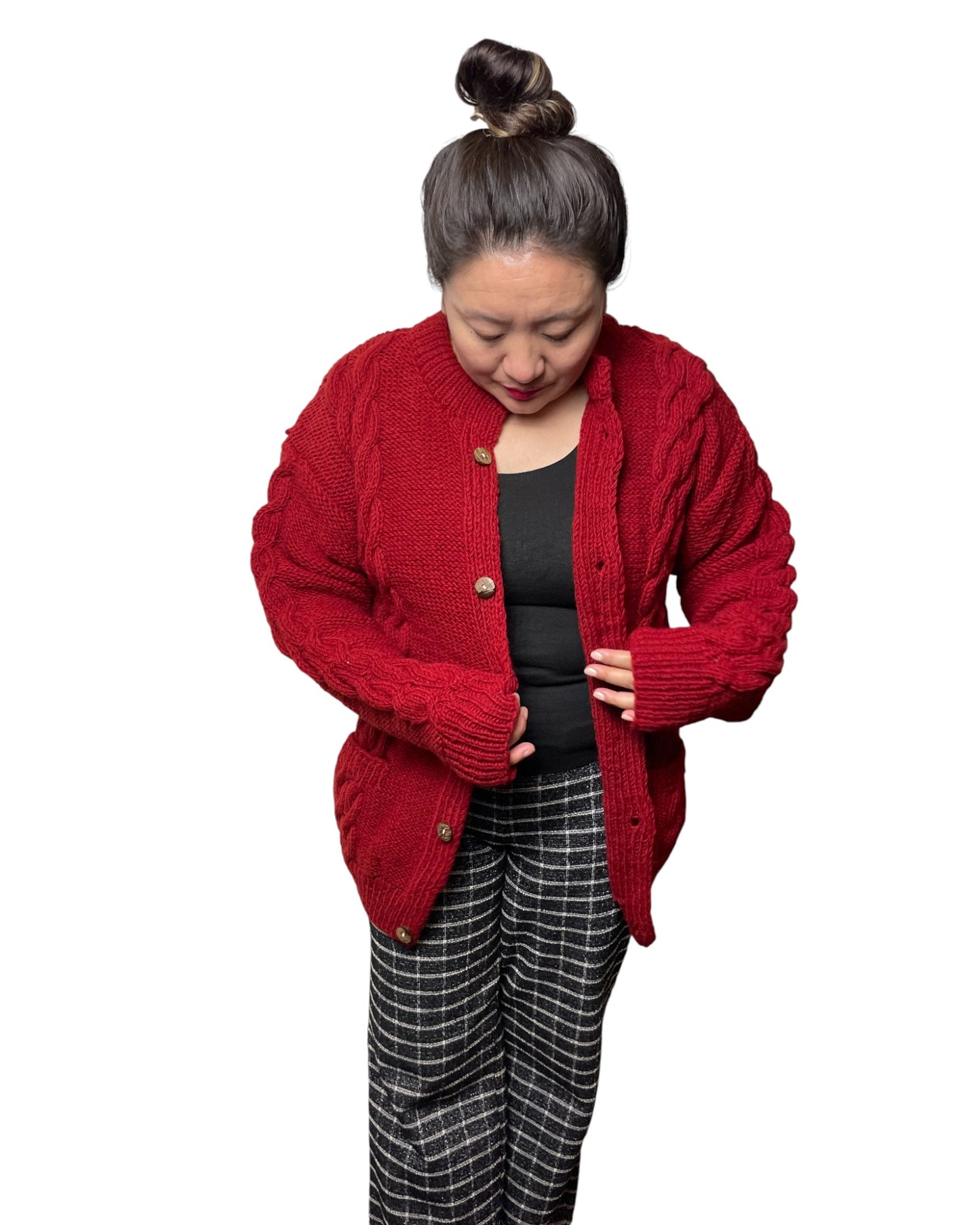 Timal – Handgestrickter Nepal-Cardigan offen