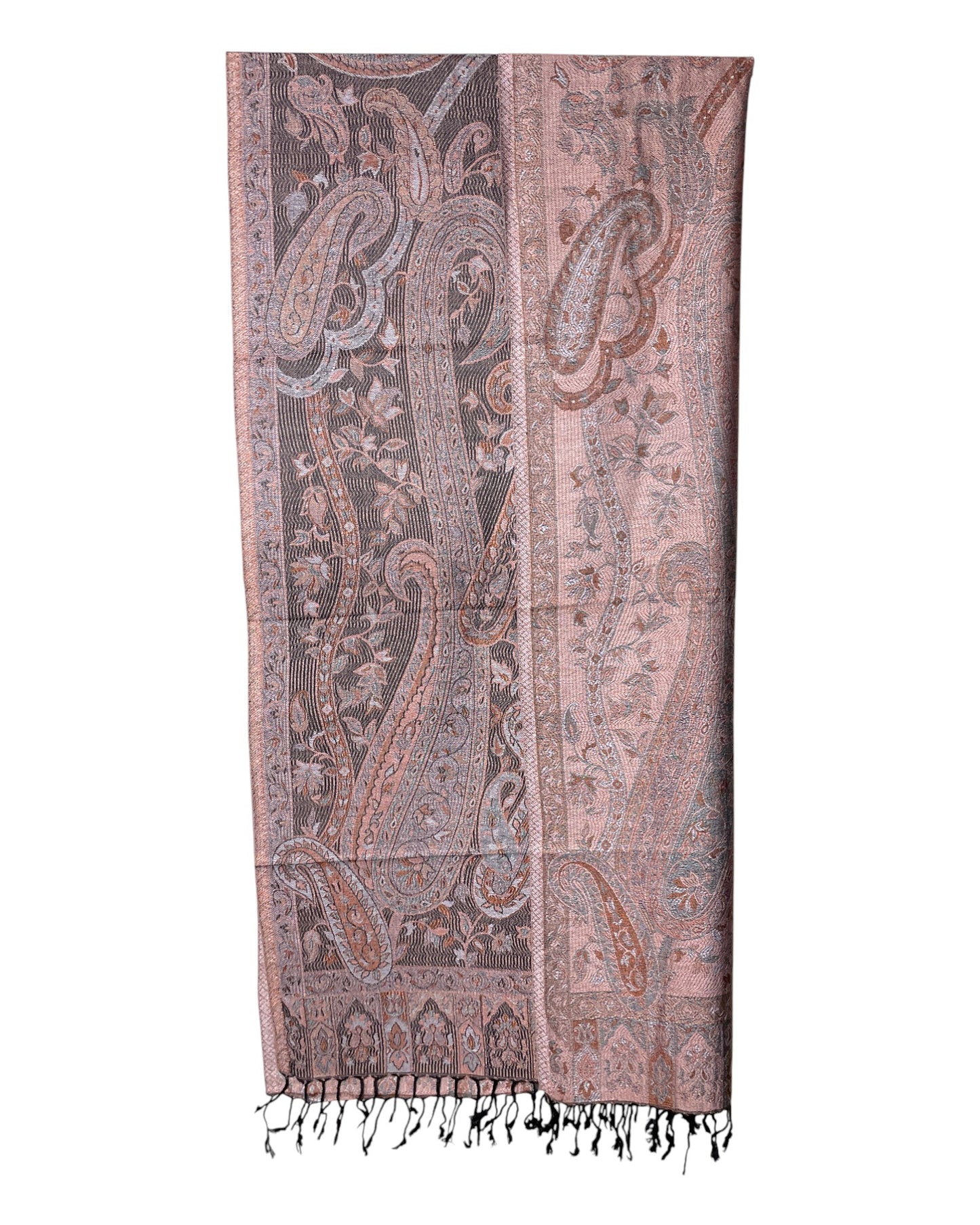 Wendeansicht: Paisley Wende Schal Altrosa Silber Schwarz
