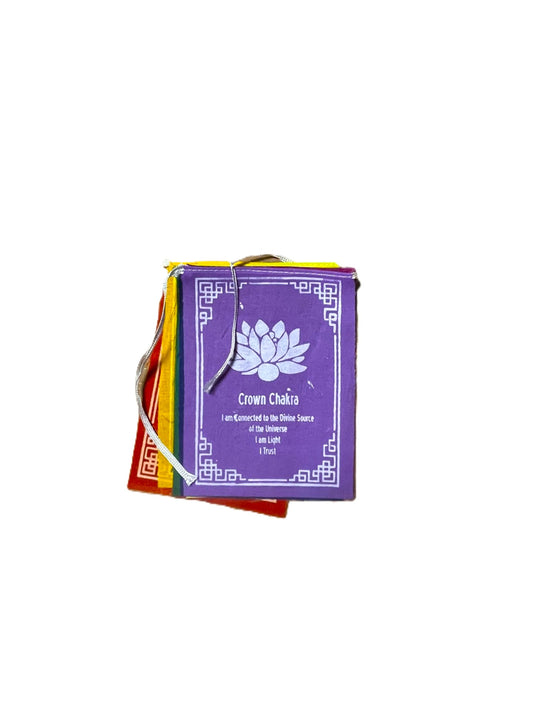 Tibetische Gebetsfahnen Viskose 7 Chakras – 10x 14 cm, 0.7 Meter
