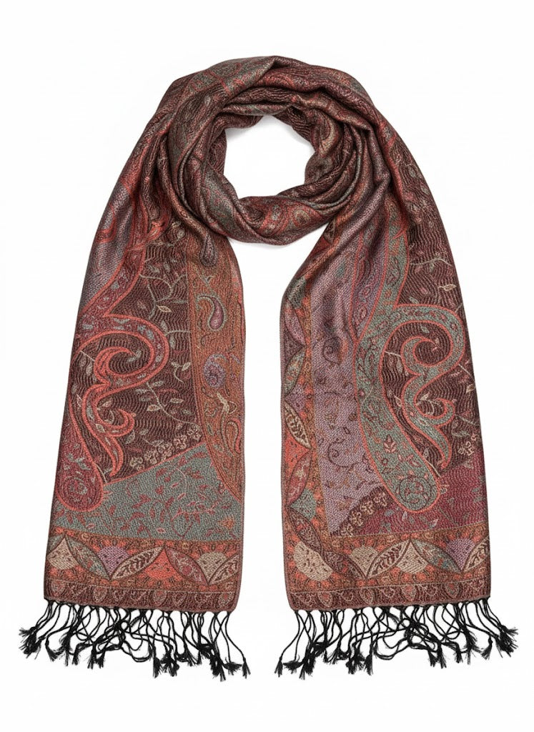 Indischer Paisley-Schal – Mahogany Haze