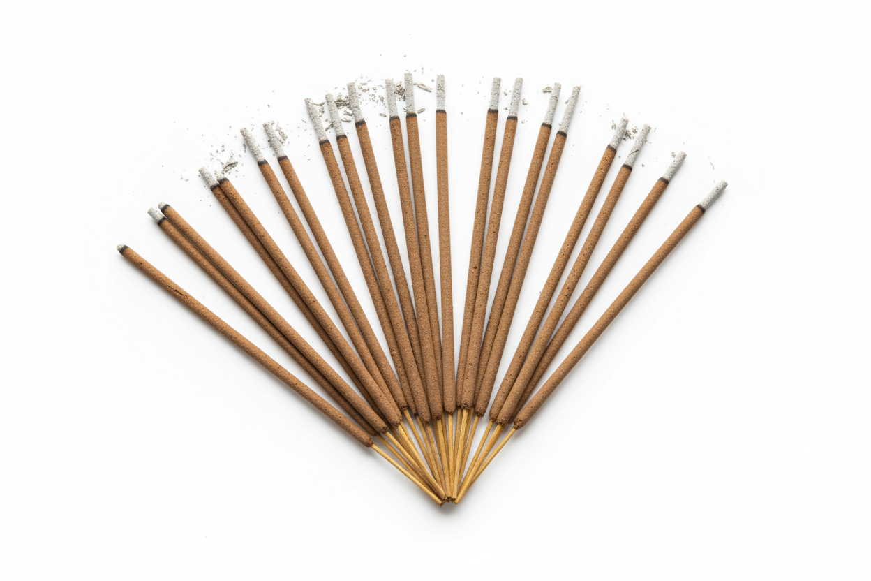 indisches räucher stäbchen close up weisser hintergrund