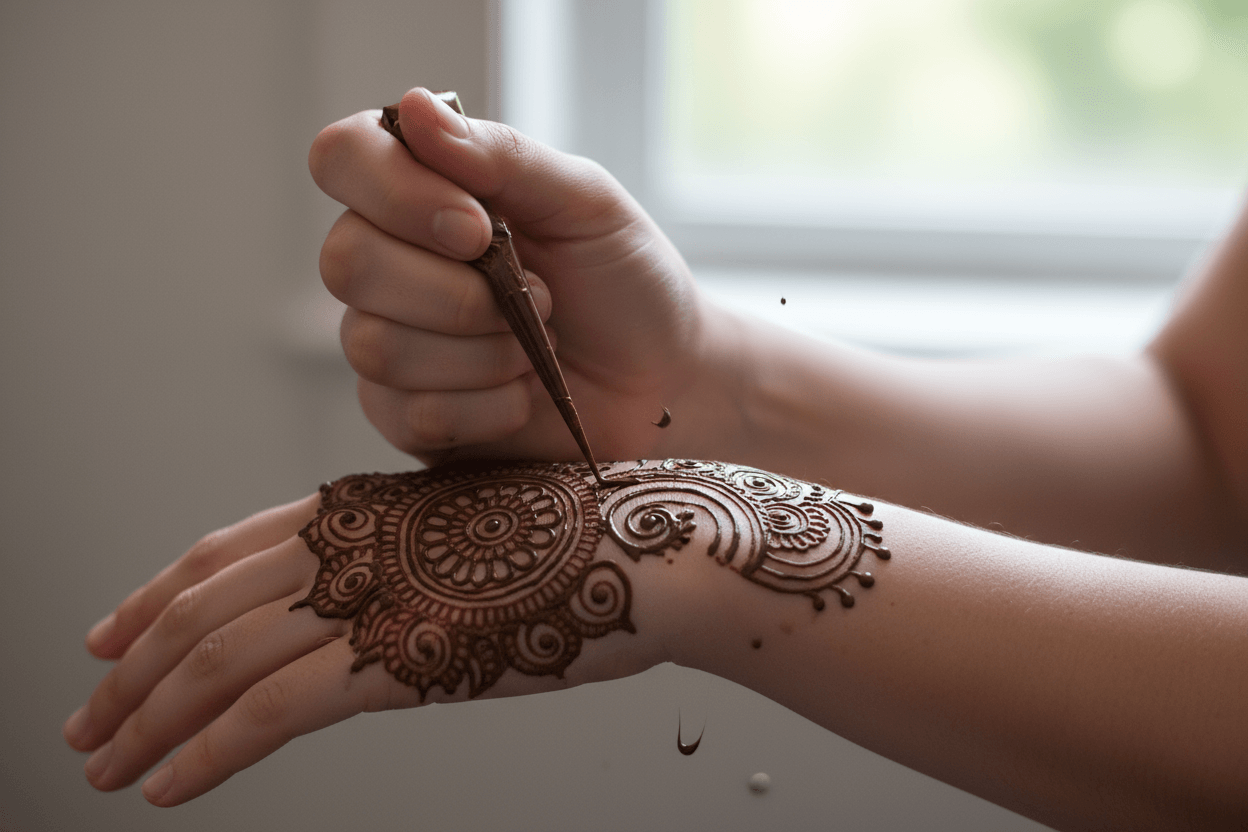 traditional-henna-tatoo-in-progress - Himalaya Vibes Bern – Tibet Laden & Online Shop in der Schweiz