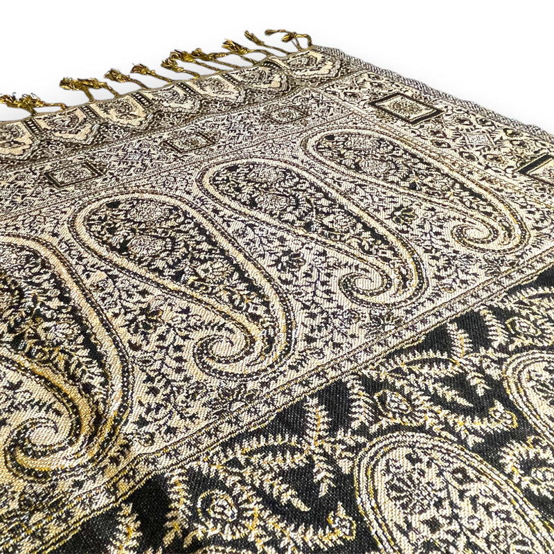 Klassischer zweifarbiger Paisley-Schal aus Indien mit traditionellem Muster