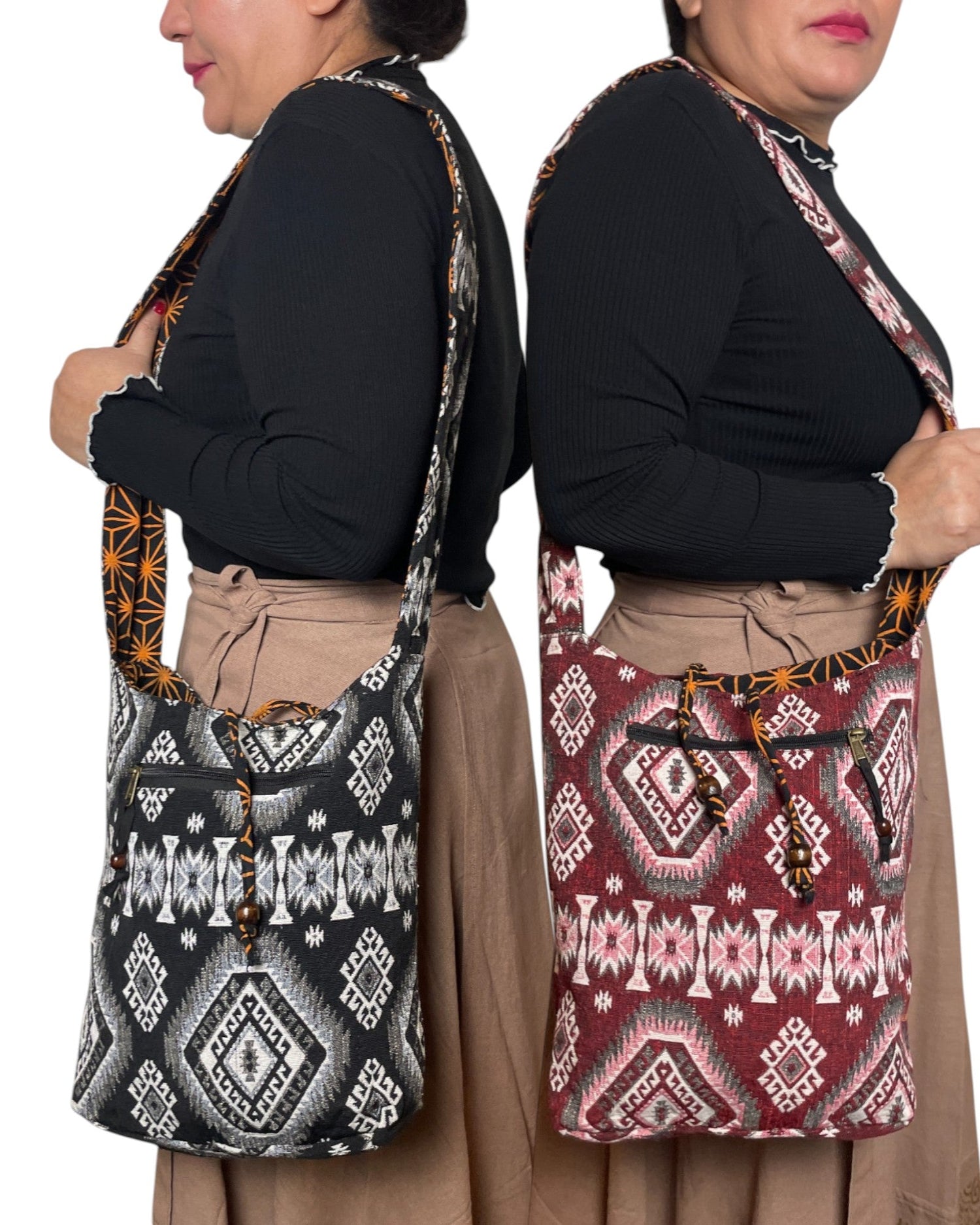 himalaya-vibes-bern-zwei-umhaengetaschen-mit-ethno-muster-in-schwarz-und-rot-tibet-laden-schweiz