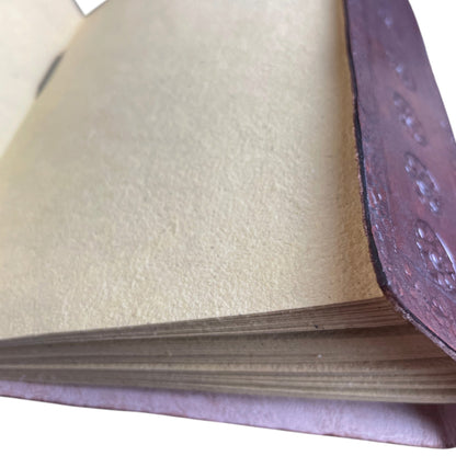 Buddha journal open – handmade cotton rag paper, unlined, hand-bound