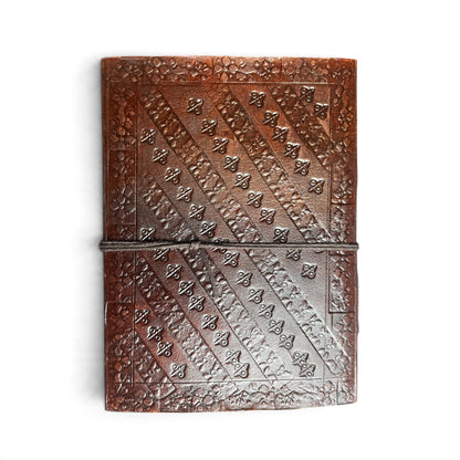 Back of the Buddha journal – fine braided pattern embossed in the leather