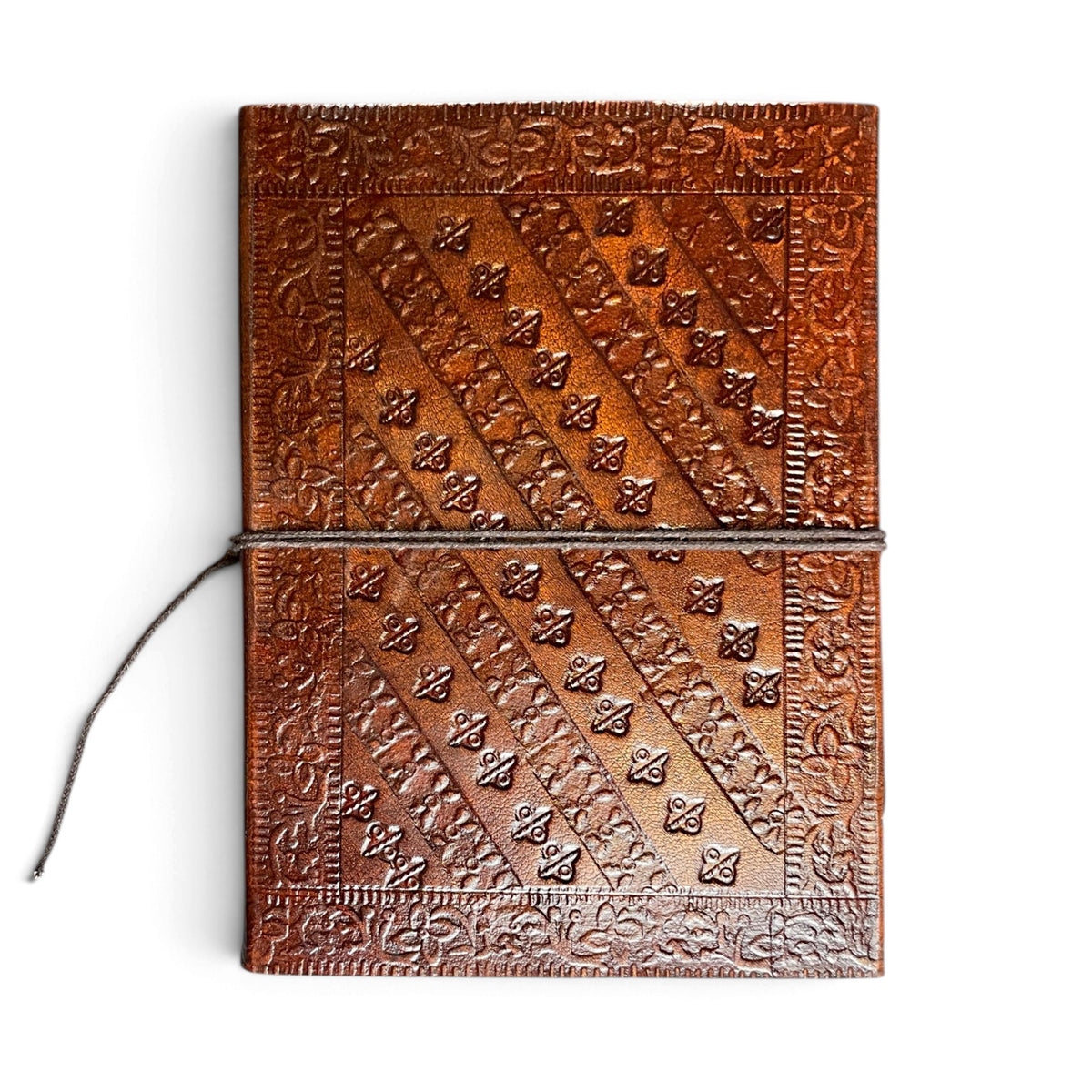 Back cover of the Tree of Life journal – fine ornamental embossing in the leather