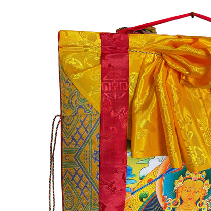 Thangka Manjushri, détail du tablier de soie et du cordon de suspension – Himalaya Vibes