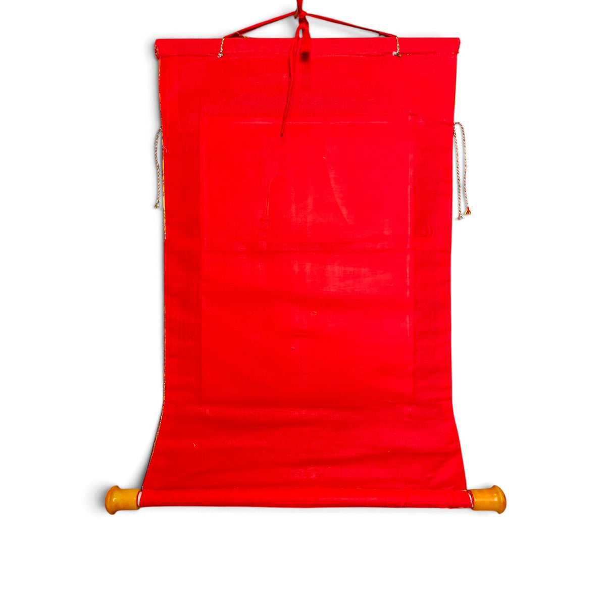 Thangka Dzambhala, dos en coton rouge – Himalaya Vibes
