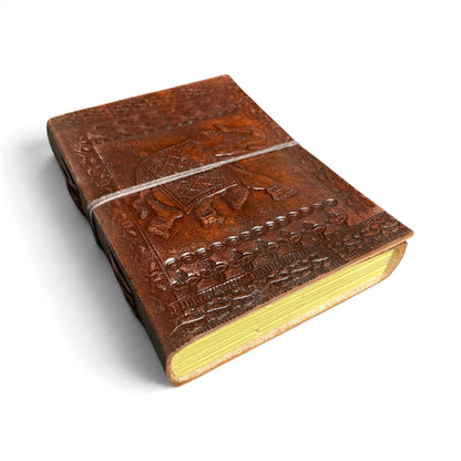 Elephant leather journal – close-up of the embossing and leather texture