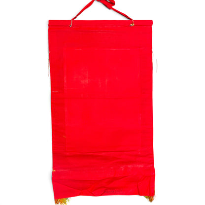 Retro del thangka Dzambala giallo in cotone rosso
