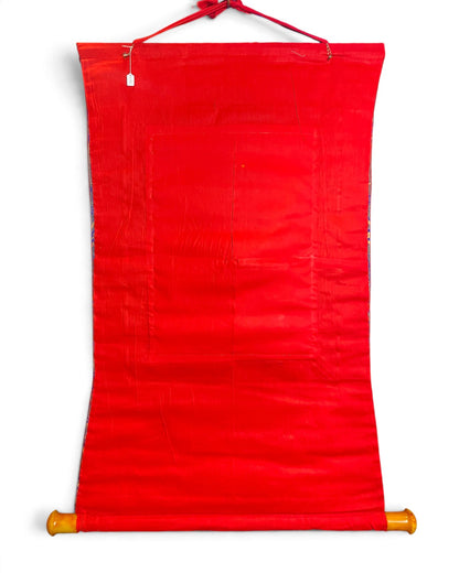 Retro del thangka in cotone rosso con cordino per appenderlo
