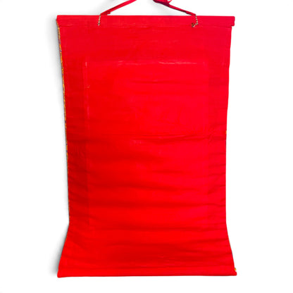 Milarepa thangka, back made of red cotton