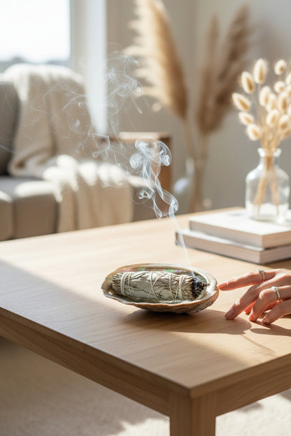 Abalone-Muschel Räucherschale ausgepackt – handgefertigt, Natur, Perlmutt-Innenseite, 🧘 für Raumreinigung & Energiereinigung räuchern