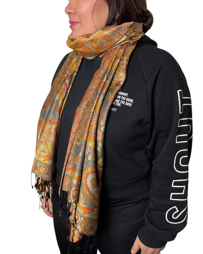 Amber Noir Reverie Paisley Schal aus Indien Seide Viskose