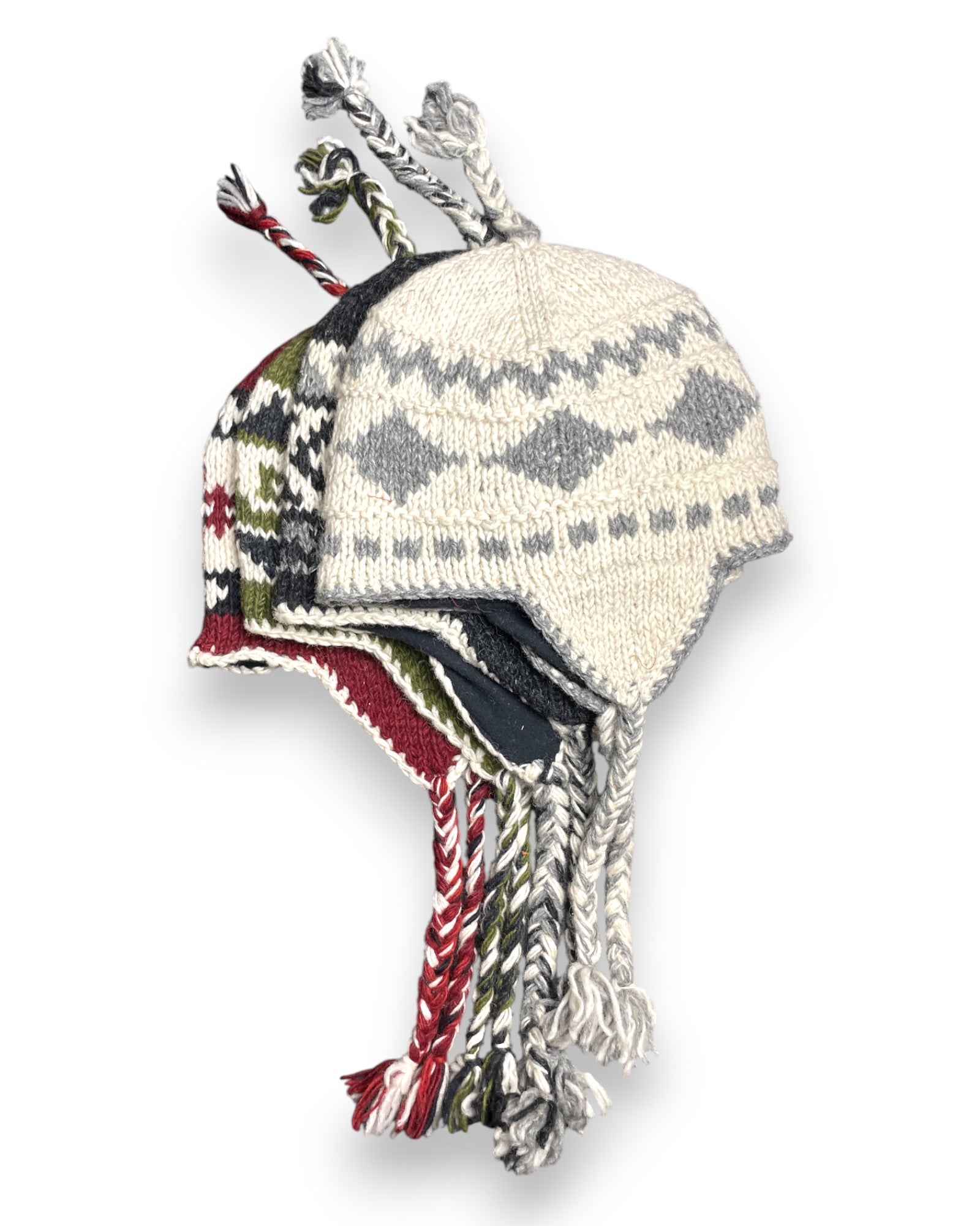 „Annapurna“ – Handgestrickte Nepal-Mütze mit Ohrenklappen fleece