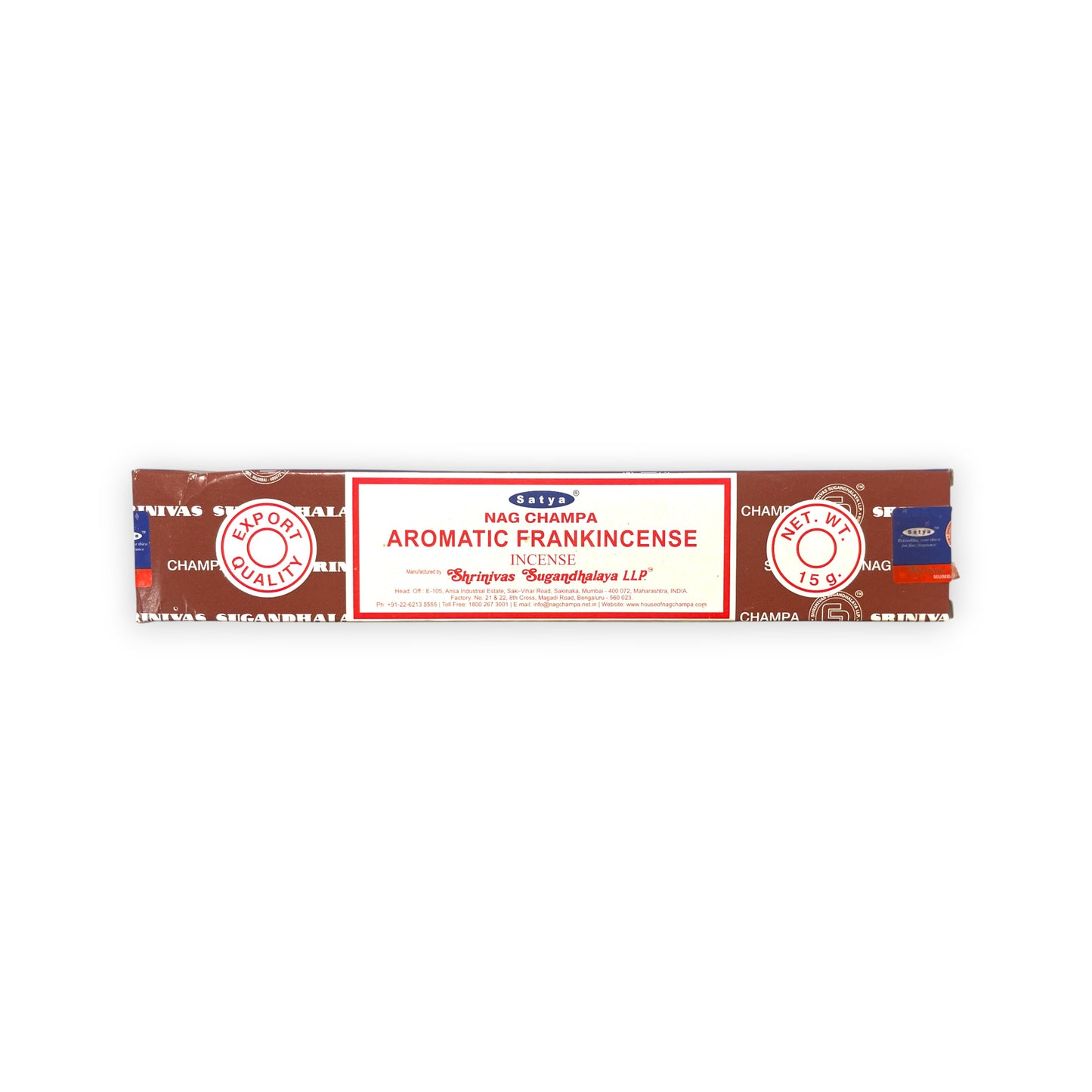 Aromatic Frankincense Satya Original Räucherstäbchen 15 g – Wohnung und Haus ausräuchern, Meditation, Rituale