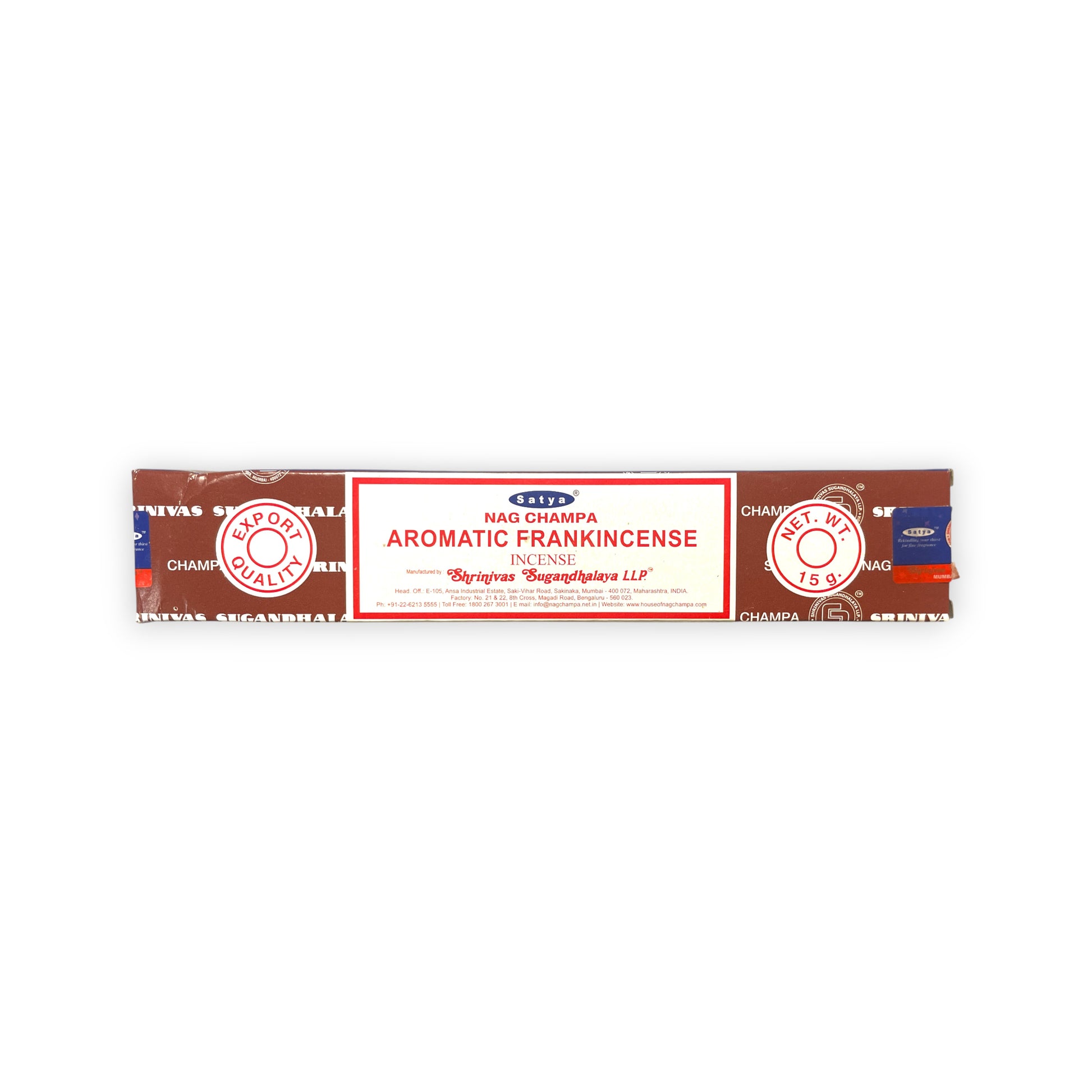 Aromatic Frankincense Satya Original Räucherstäbchen 15 g – Wohnung und Haus ausräuchern, Meditation, Rituale