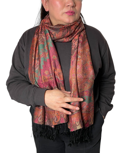 Autumn Ember Paisley Schal Seide Viskose warm