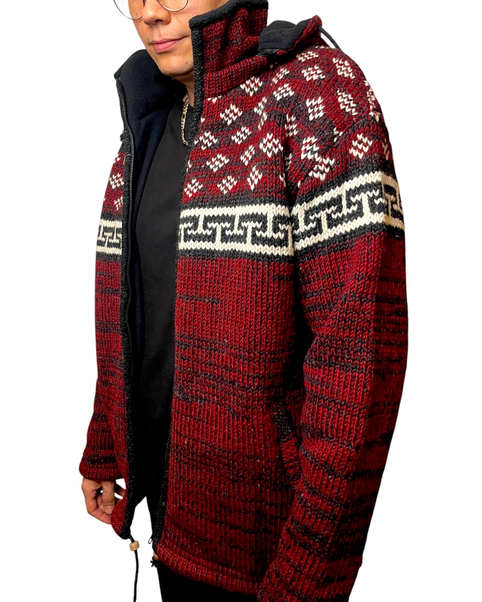 "Banepa" Handgestrickte Wolljacke Nepal Offen