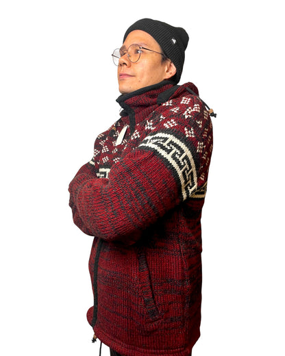 "Banepa" Handgestrickte Wolljacke Nepal Seite