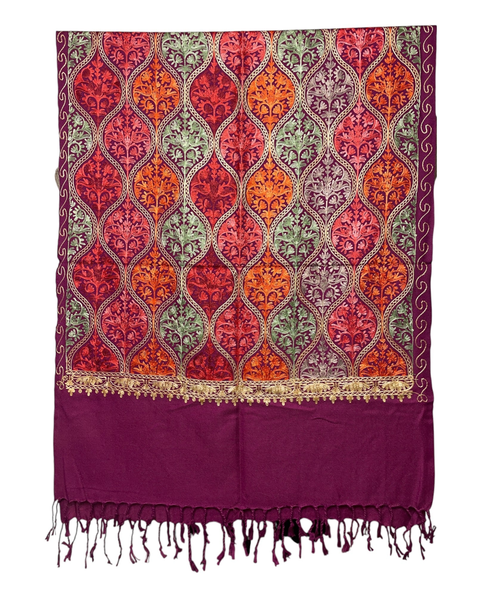 Bestickter Schal handgefertigt Baumwolle Viskose