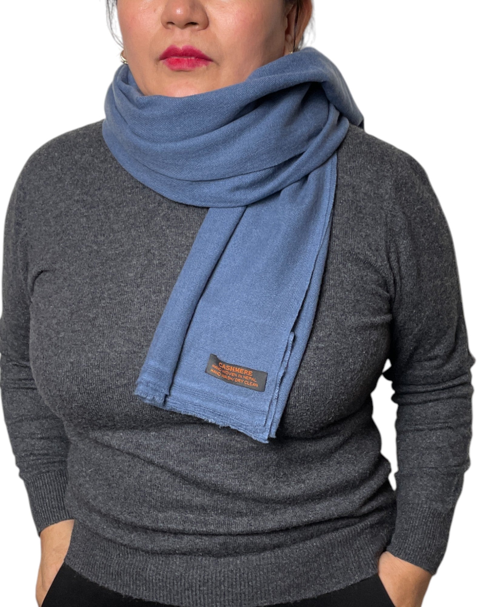 „Blue Haven“ – Handgewebter Kaschmir-Schal aus Nepal warm