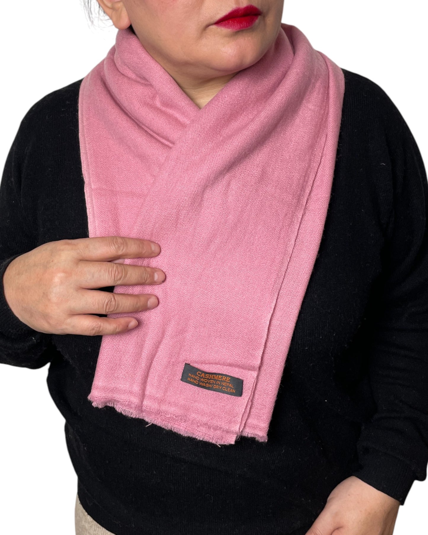 „Blush Rose“ – Reiner Kaschmir Schal handgemacht kurz